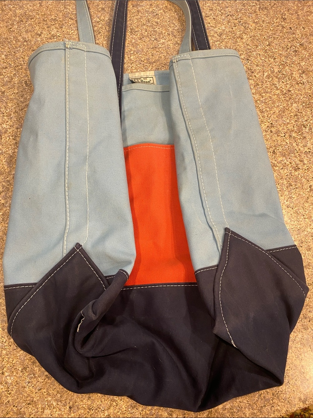 L.L.Bean BOAT AND TOTE Extra Large 0AVH3 Dark Blue Light Blue Red Pocket - Picture 6 of 17